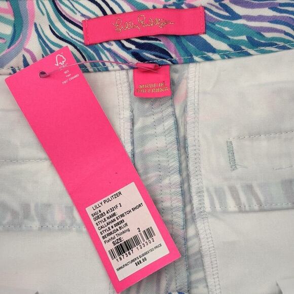 Lilly Pulitzer Callahan Stretch Short Bermuda Blue Fishful Thinking Print Size 2 - Picture 3 of 8